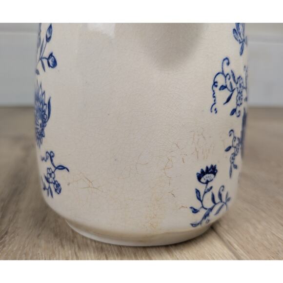 Vintage Blue Onion Ceramic Ironstone Electric Tea Pot White Blue Floral - Picture 4 of 11